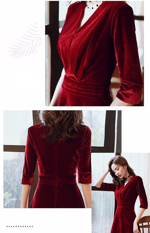 パーティードレス ミモレ丈 結婚式 ワンピース 結婚式ドレス 袖あり