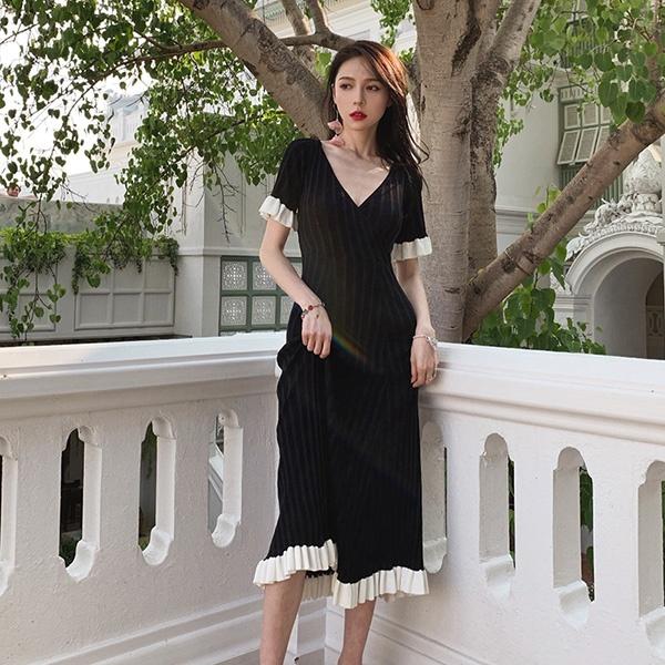 ニットワンピース サマーニット 夏 春 ニット ニットワンピ プリーツ 半袖 カシュクール Vネック エレガント きれいめ サマーニットワンの通販はau Pay マーケット Glory Shop