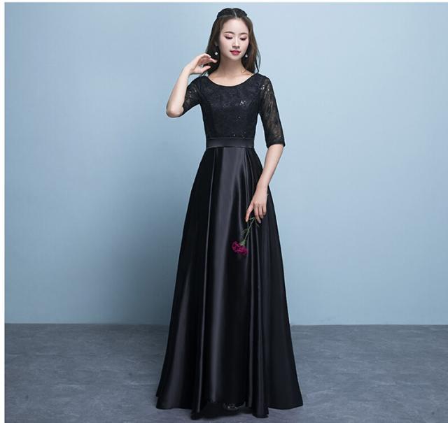 送料無料】【7サイズ・9カラー】ロングドレス 袖付き 演奏会用