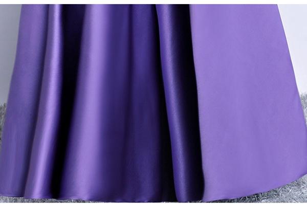 送料無料】ロングドレス 演奏会 袖付き パープル ロングドレス 母親