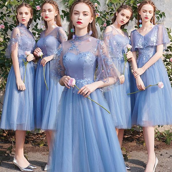 結婚式ワンピース 二次会 ブライズメイド ドレス 結婚式 ブルー ミモレ丈 フォーマルワンピース Aライン キャミドレス 小さいサイズ Xs の通販はau Pay マーケット Glory Shop