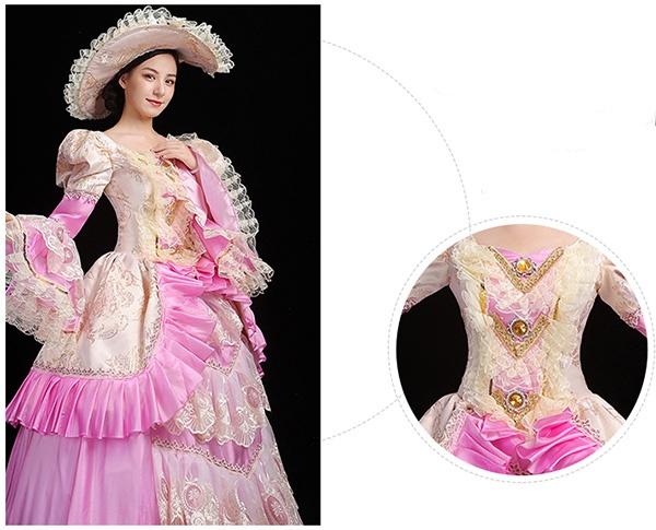 貴族 ドレス プリンセスライン フリル 長袖 大きいサイズ Aライン ピンク ロングドレス ステージ衣装 舞台衣装 オペラ声楽 中世貴族風 おの通販はau Pay マーケット Glory Shop