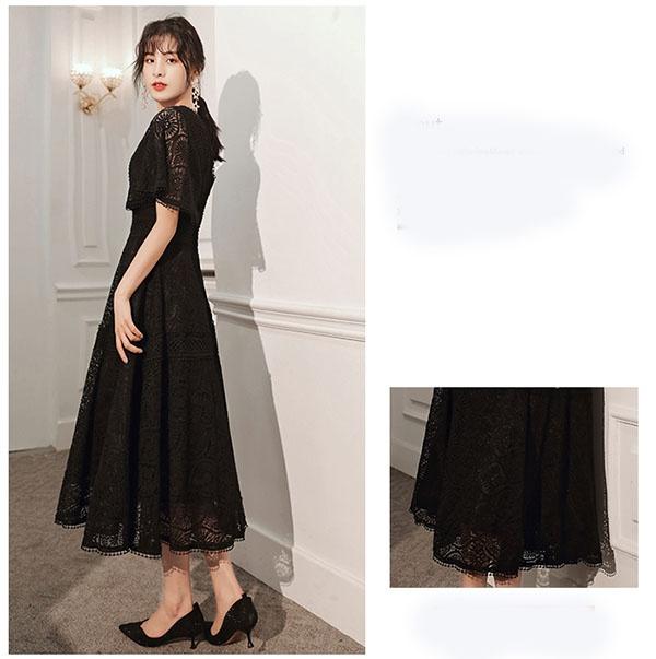 送料無料】結婚式ワンピース ミモレ丈 パーティードレス 袖あり