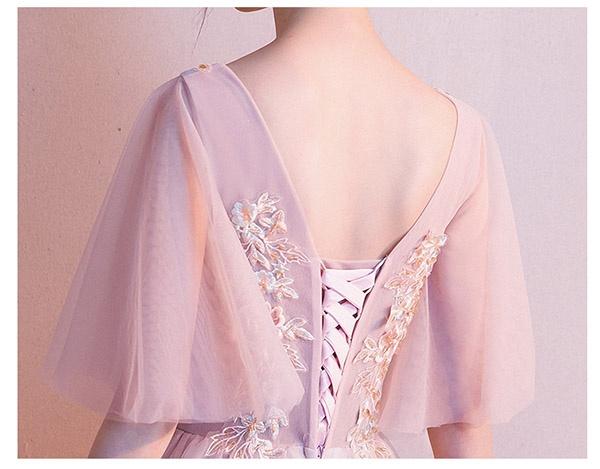 【送料無料】パーティードレス 結婚式 ワンピース 袖あり ドレス フォーマルドレス お呼ばれ 体型カバー ミモレ丈 Vネック フリル袖 透け感 セクシー 大人 ピアノ 発表会 総レース 膝下丈 二次会_10