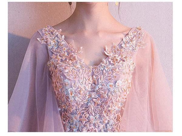 送料無料】パーティードレス 結婚式 ワンピース 袖あり ドレス