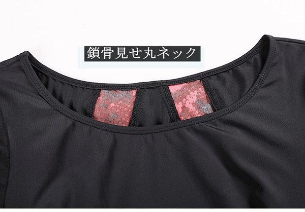 【送料無料】社交ダンスドレス モダンダンス 社交ダンスワンピース パーティー衣装 練習着 レッスン着 社交ダンス衣装 花柄 エレガント ストレッチ ワンピースドレス 半袖 イベント衣装 ステージ 社交ダンス_10