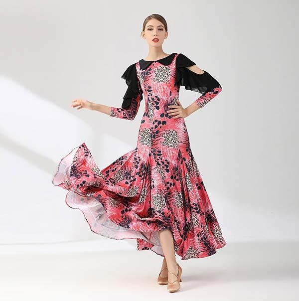 社交ダンス ドレス パーティー ヒョウ柄 衣装 レッスン着 ヒョウ柄の