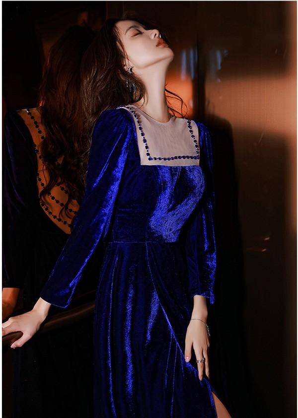 パーティードレス ロング 演奏会 小さいサイズ XS 大きいサイズ 成人式 同窓会 大人 ピアノ 発表会 演奏会 Aライン 結婚式 ステージドレス 二次会 母親 ウエディング 上品 ブルー 20代 30代 40代_7