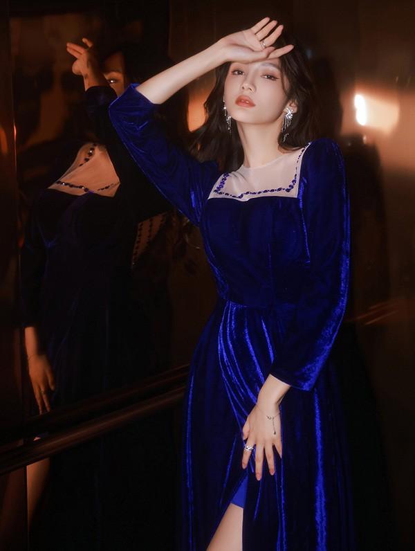 パーティードレス ロング 演奏会 小さいサイズ XS 大きいサイズ 成人式 同窓会 大人 ピアノ 発表会 演奏会 Aライン 結婚式 ステージドレス 二次会 母親 ウエディング 上品 ブルー 20代 30代 40代_8