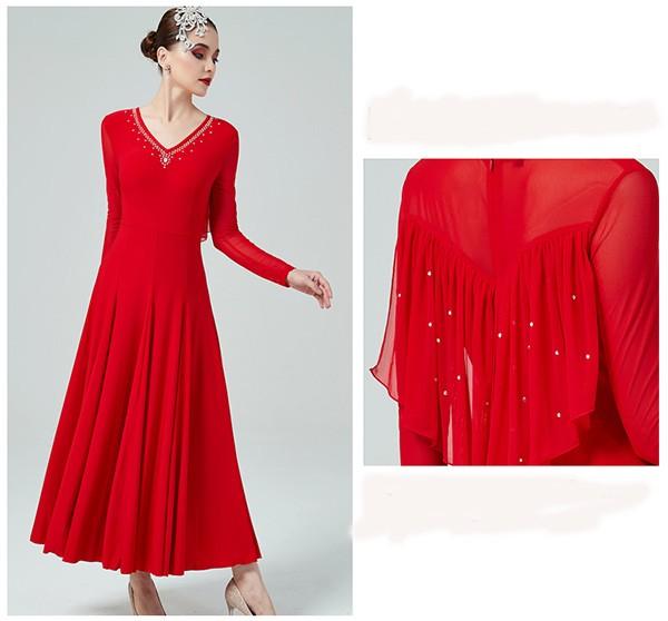 送料無料】社交ダンスドレス 広がる裾 競技用ドレス ダンス衣装 ダンス