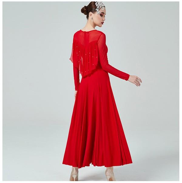 送料無料】社交ダンスドレス 広がる裾 競技用ドレス ダンス衣装 ダンス