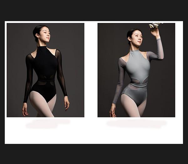 送料無料】バレエレオタード 大人 スカート無し 長袖 ホルターネック