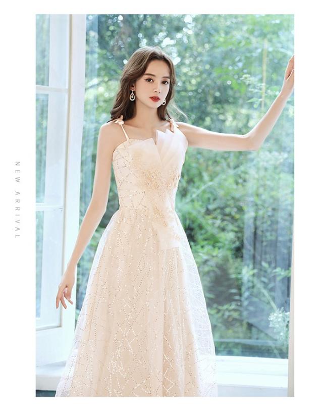 パーティードレス ロング丈 ロングドレス ワンピース パーティー ナイト 大人 ピアノ 発表会 結婚式 謝恩会 写真用 スレンダーライン 演出 司会 舞踏会 花嫁 シャンパン S M L 2L 3L 4L シャンパン_1