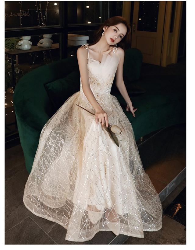 パーティードレス ロング丈 ロングドレス ワンピース パーティー ナイト 大人 ピアノ 発表会 結婚式 謝恩会 写真用 スレンダーライン 演出 司会 舞踏会 花嫁 シャンパン S M L 2L 3L 4L シャンパン_2