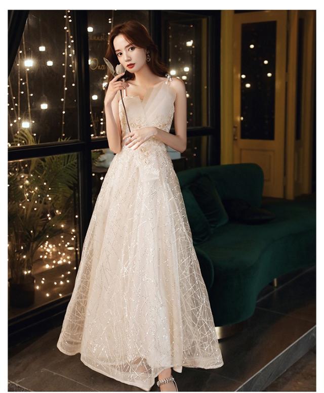 パーティードレス ロング丈 ロングドレス ワンピース パーティー ナイト 大人 ピアノ 発表会 結婚式 謝恩会 写真用 スレンダーライン 演出 司会 舞踏会 花嫁 シャンパン S M L 2L 3L 4L シャンパン_8