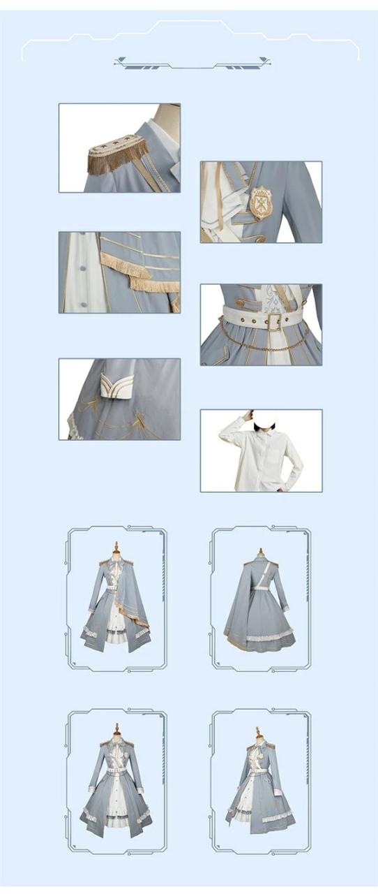 ミニロリ 軍服ロリータ ゴスロリ フルセット ワンピース 長袖あり 肩章