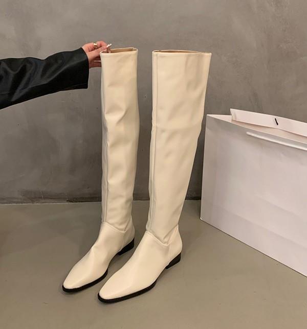 ロングブーツ ルーズ レディース シンプル 疲れない チャンキーヒール