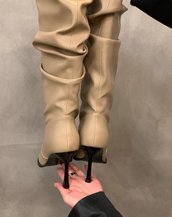 ロングブーツ ルーズ レディース シンプル 疲れない ハイヒール