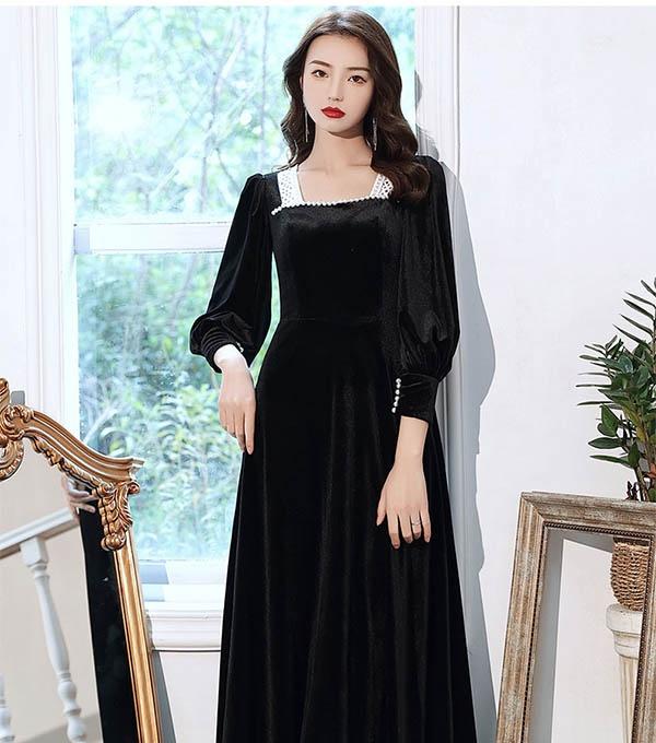 ドレス 大人 ピアノ 発表会 スクエアネック 長袖 ベルベット イブニングドレス 演奏会 ピアノ発表会 パーティードレス ロングドレス ワンの通販はau Pay マーケット Glory Park
