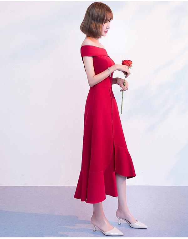 パーティードレス ミモレ丈ドレス 大人 ドレス ワインレッド レッド