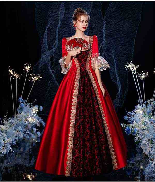 買い保障できる ドレス 中世ヨーロッパ お姫様 女王様ドレス ロングドレス カラードレス 豪華