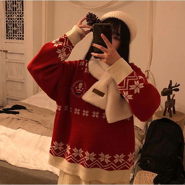 クリスマス セーター レディース 長袖 秋冬 レジャーセーター クリスマス風 ニット 親友 プレゼント 可愛い 暖かい レッド ベージュの通販はau Pay マーケット Glory Park