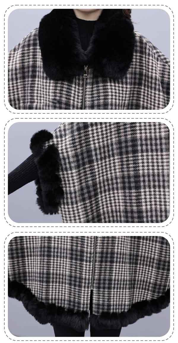 送料無料】ケープコート マントコート ポンチョ コート チェック柄