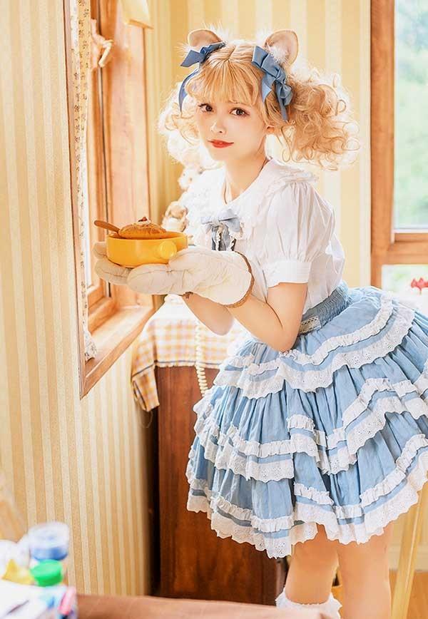 送料無料】ロリータ サスペンダースカート ティアードスカート Aライン