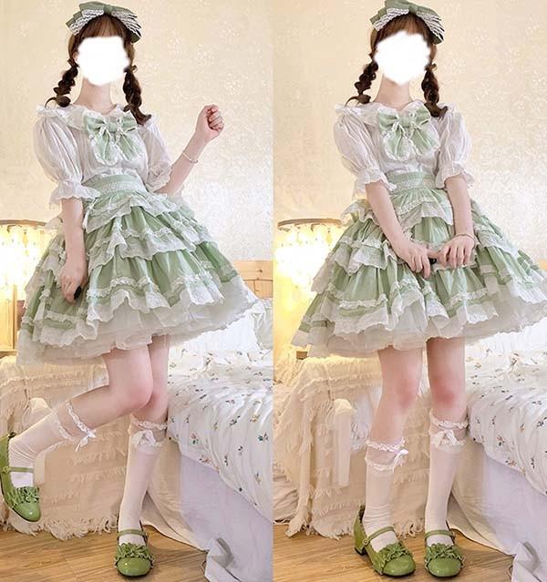 送料無料】ロリータ サスペンダースカート ティアードスカート Aライン