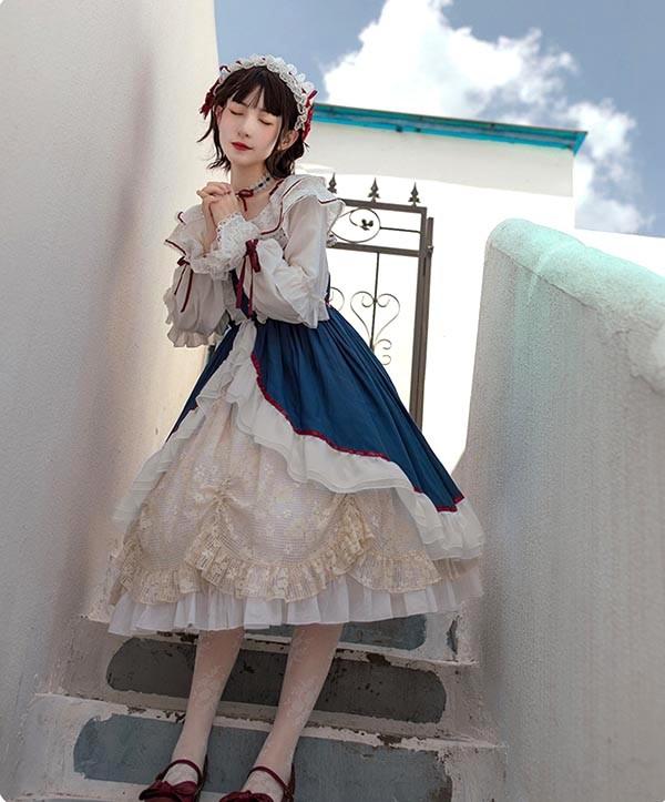 送料無料】ロリータ 森ガール ワンピース Aライン oita 2way オフ