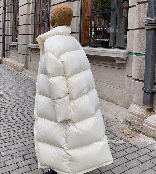 ベンチコート 大きめ ゆったり フード無し 90%ダウン ダウンコート