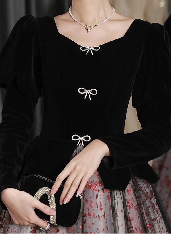 ドレス 大人 ピアノ 発表会 イブニングドレス パーティードレス ロングドレス 演奏会 結婚式 成人式 可愛い Aライン 長袖 大きいサイズ ワンピース 大人 上品 フォーマル ファスナー S M L XL 2XL 3XL ea079t2t2l9_5