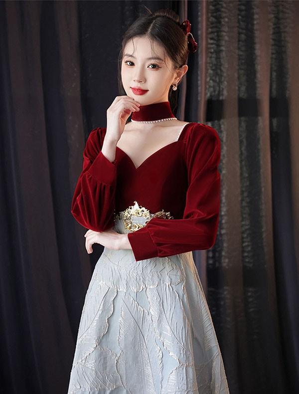 ドレス 大人 ピアノ 発表会 イブニングドレス パーティードレス ロングドレス 演奏会 結婚式 成人式 可愛い Aライン 長袖 半袖 大きいサイズ ワンピース 大人 上品 フォーマル ファスナー S M L XL 2XL ea080t2t2zu_1