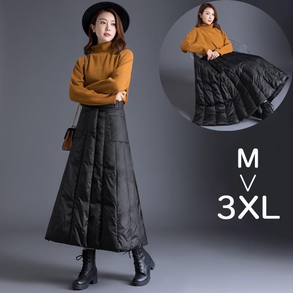 【送料無料】軽量 防風 ダウンスカート 大きいサイズ レディース ダウン90% ポケット付き ロング丈 秋冬 防寒 きれいめ 暖かい ボトムス 毛布 撥水