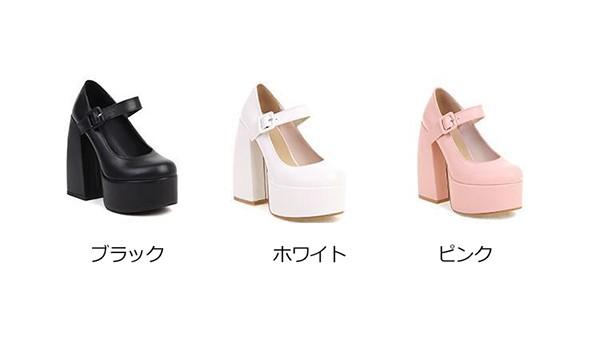 厚底 パンプス レディース ロリータ靴 姫様 お嬢様 超美脚 スクエア