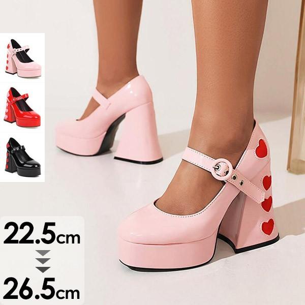 厚底 パンプス ロリータ靴 姫様 お嬢様 超美脚 レディース スクエアトゥ 太ヒール ハイヒール チャンキーヒール 大きいサイズ 小さいサイズ 12cmヒール おしゃれ パーティー 撮影 コスプレ