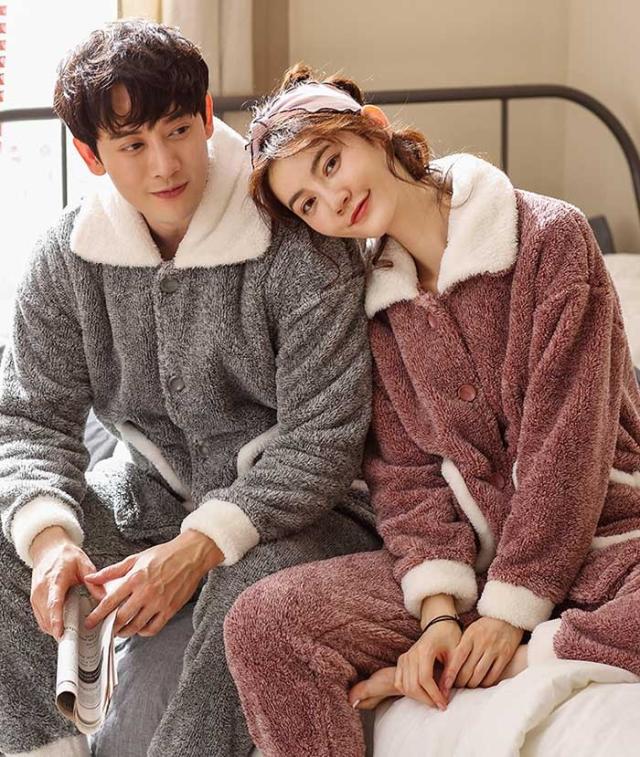 送料無料】もこもこカップル パジャマ ルームウェア 上下セット