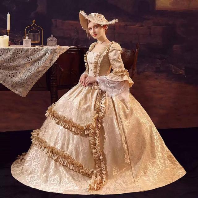 ドレス ロングドレス 編み上げタイプ ステージ衣装 お姫様ドレス ヨーロッパ風 貴族 王族服 ジュリエット 現代劇演出 パーティードレス 大人 学園祭 文化祭 コスプレ プリンセスドレス 忘年会 発表会 演奏会_2