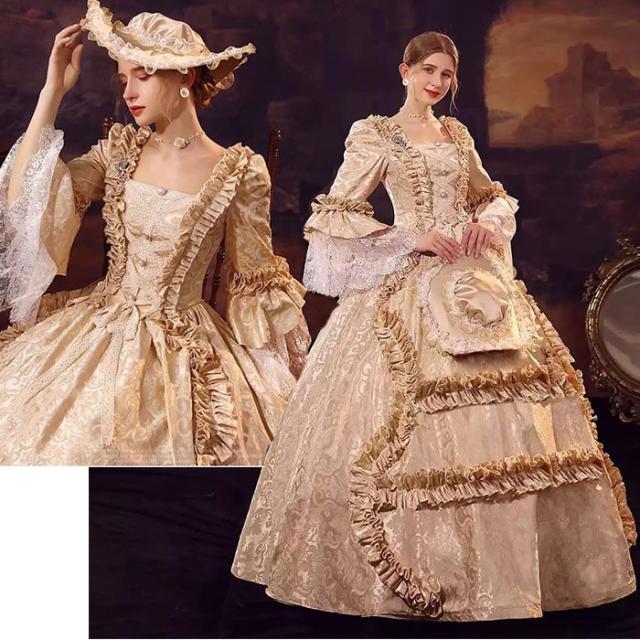 ドレス ロングドレス 編み上げタイプ ステージ衣装 お姫様ドレス ヨーロッパ風 貴族 王族服 ジュリエット 現代劇演出 パーティードレス 大人 学園祭 文化祭 コスプレ プリンセスドレス 忘年会 発表会 演奏会_3