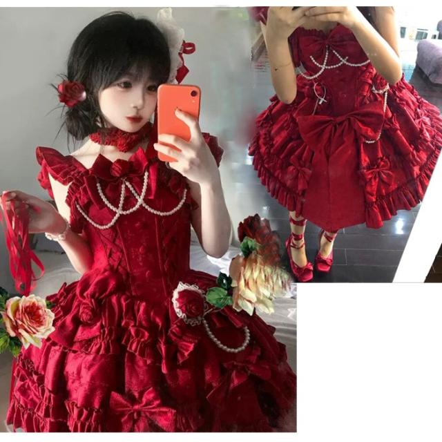 新作 量産型 ワンピース 地雷系 ゆめかわいい ロリータ ドレス ミニ丈