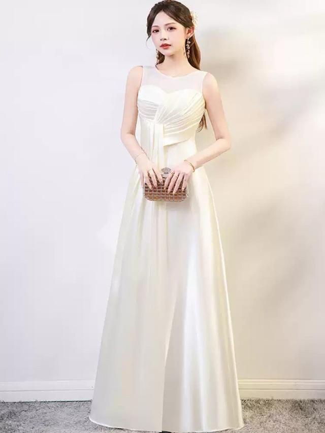 パーティードレス ロングドレス ホワイト ドレス ノースリーブ 背中ファスナー Aライン 上品 発表会 演奏会 合唱 団体衣装 結婚式 二次会 カラオケ 大人可愛い 透け感デザイン 30代 40代 50代 S〜6L 大きいサイズ お呼ばれ ステージ衣装_3