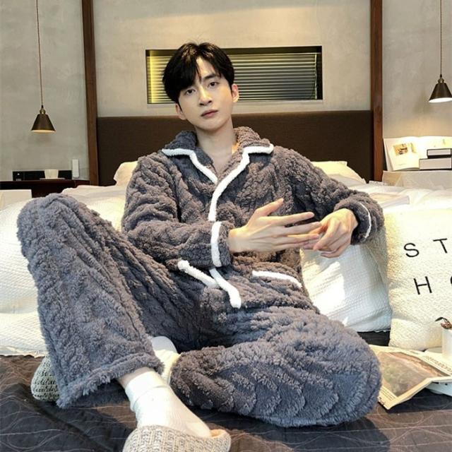 メンズシルク絹80%綿20%保湿肌着 インナー パジャマ 上下セット XXL 黒