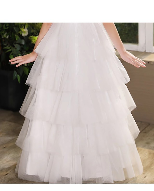 ドレス キッズ 子供ドレス 女の子 ホワイト ロングドレス ティアード フリル 発表会 結婚式 ピアノ 演奏会 入学式 卒園式 七五三 フォーマル お呼ばれ プリンセス風 110cm 120cm 130cm 140cm 150cm 160cm 春 夏 秋 h1017x0x0zu
