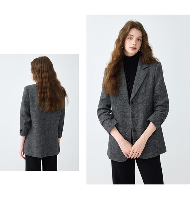 ジャケット レディース ブラウン テーラードジャケット オーバーサイズ