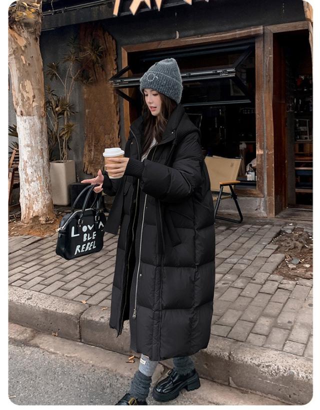 ダウンコート レディース ロング丈 90％ダウン フード取り外し可能 ベンチコート 防寒 アウター 秋冬 ダウンジャケット 大きいサイズ ゆったり シンプル 無地 軽量 あったか 通勤 通学 カジュアル グレー ブラック ベージュ ブラウン 冬服 ロングアウター_15