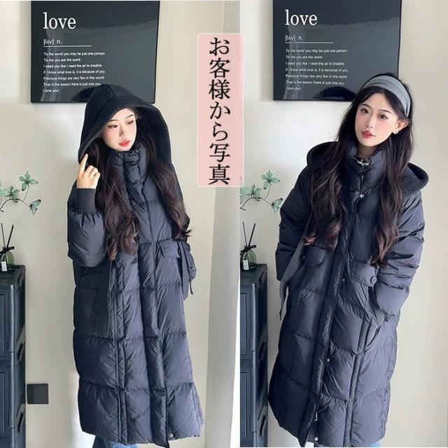 ダウンコート レディース ロング丈 90％ダウン フード取り外し可能 ベンチコート 防寒 アウター 秋冬 ダウンジャケット 大きいサイズ ゆったり シンプル 無地 軽量 あったか 通勤 通学 カジュアル グレー ブラック ベージュ ブラウン 冬服 ロングアウター_17