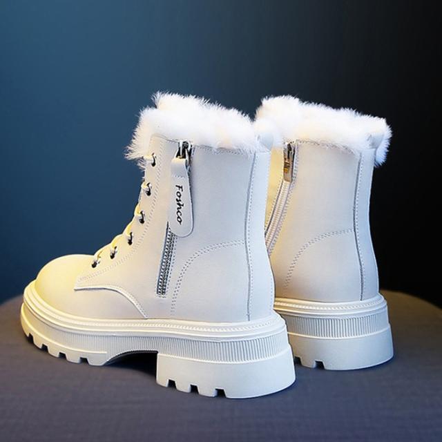 ショートブーツ レディース 防寒 撥水 裏ボア 厚底 22.0cm〜25.5cm 黒 白 秋冬 雪道 滑りにくい 暖かい カジュアル 通学 通勤 旅行 スノーブーツ