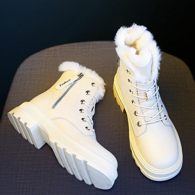 ショートブーツ レディース 防寒 撥水 裏ボア 厚底 22.0cm〜25.5cm 黒 白 秋冬 雪道 滑りにくい 暖かい カジュアル 通学 通勤 旅行 スノーブーツ