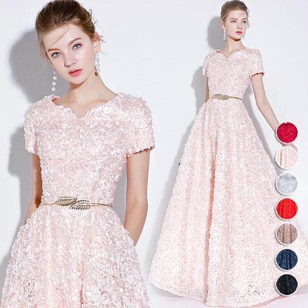 【送料無料】パーティードレス 黒 ロング丈ドレス 袖付き 半袖あり 結婚式 Aライン Vネック ピアノ発表会ドレス 上品 大きいサイズ 小さいサイズ カクテルドレス お呼ばれ 20代 40代 50代 演奏会 謝恩会 コンサート ファスナー式 同窓会