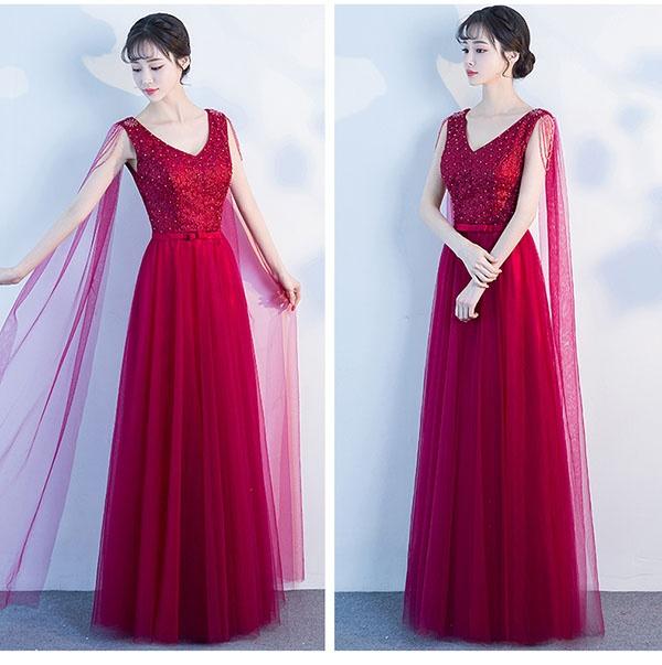 送料無料】パーティードレス ロング丈ドレス 袖なし ノースリーブ A